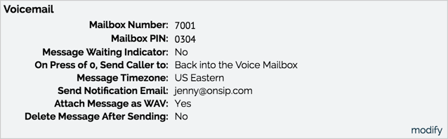 Voicemail Settings Voicemail Settings