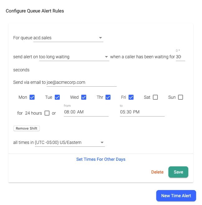 Screenshot of queue alert notifications in the OnSIP app.