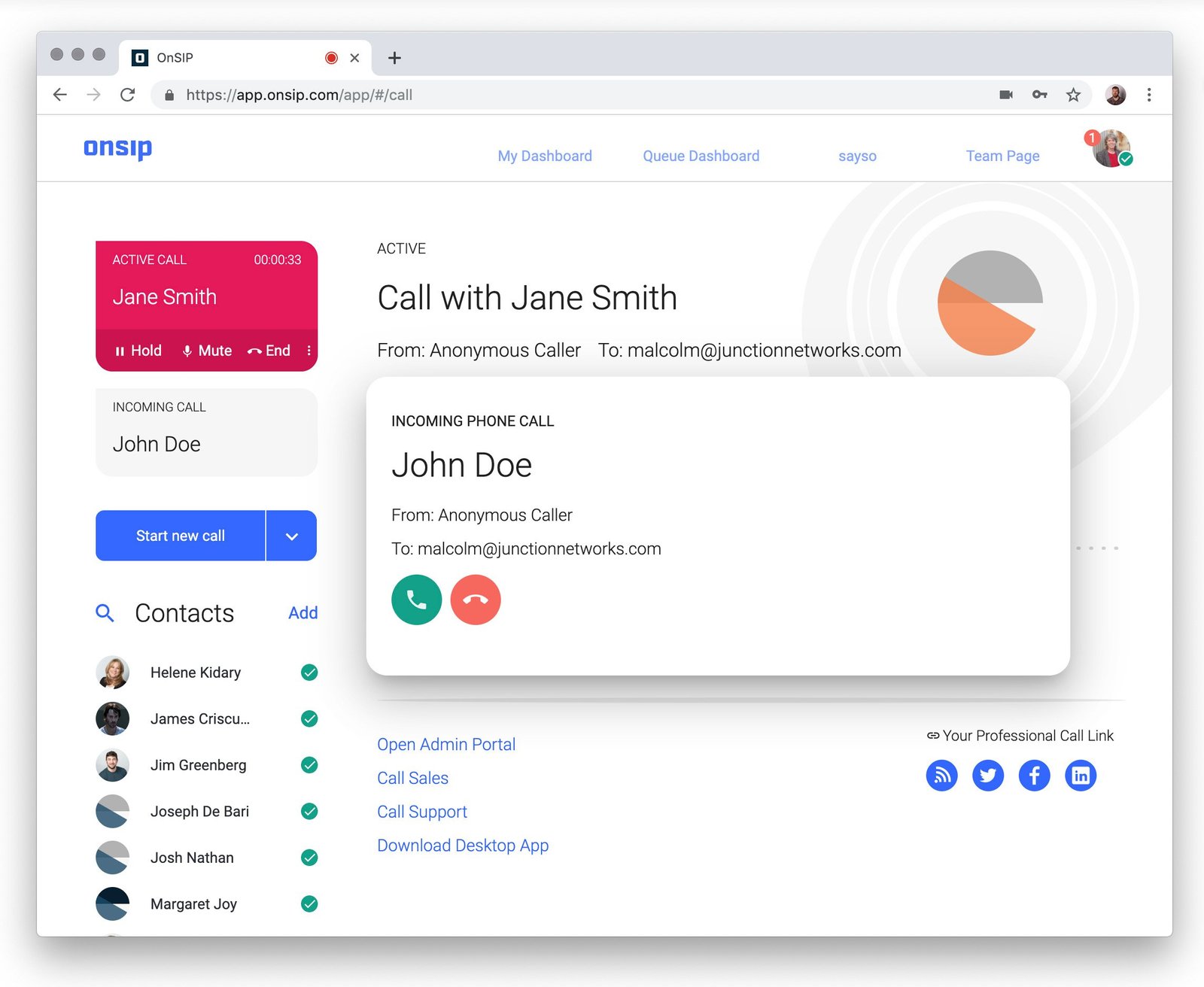 The OnSIP app provides multi-call management capabilities.